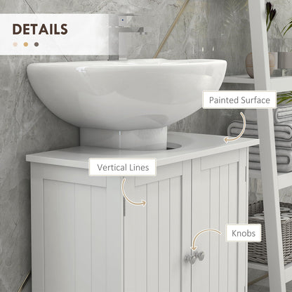 Under Sink Bathroom Cabinet with 2 Doors and Shelf, Pedestal Sink Bathroom Vanity Furniture, White
