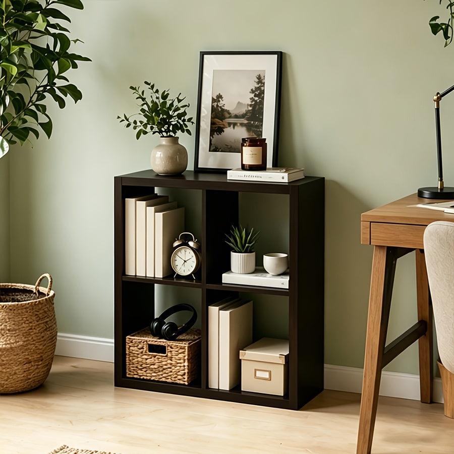 Cube Storage Bookshelf 2 3 4 6 8 9 Cube Open Display Cabinet Thick Frame Floor Standing Bookcase with Anti-Tip Kit for Living Room Bedroom Study, 4 Colors