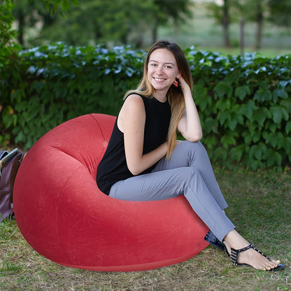 1pc Large Bean Bag Chair, Inflatable Lounge Chair, Soft, Comfortable, Outdoor, Lazy Seat, Tatami Chair, Sofa Cover, Lazy Sofa, Round Single Sofa for Living Room, Office Lunch Break, Outdoor Picnic Camping