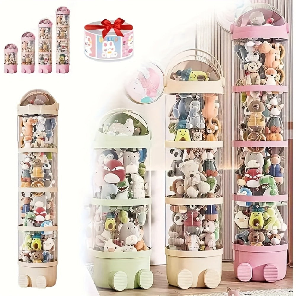 4-layer Transparent Large-capacity Plastic Storage Bucket, A Lovely Home for Plush Zoo.Stylish And Clear Design Keeps All Animal Tidy.Perfect for Decorating Dollhouses, Bedrooms And Living Rooms.An Ideal Gift for Mother's Day.