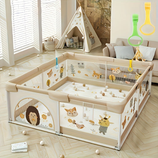 Playpen, Little Hedgehog Baby Playpen, Baby Playpen with Gate Indoor And Outdoor Children's Activity Center with Non-Slip Base