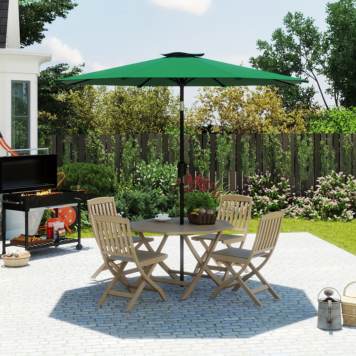 [9ft/10ft Patio Umbrella] 9ft/10ft Outdoor Patio Umbrella | Push Button Tilt, Internal Crank Lift System, 5 Colors | Ideal for Table or Beach