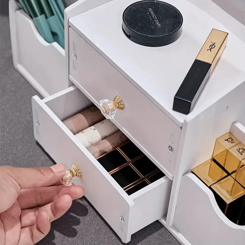 Elegant White Makeup Mirror with Storage Cabinet, Polished Surface, Space-Saving Design, Durable High-Quality Material, Sturdy Structure, Manual Assembly, Suitable for Cosmetics and Jewelry Storage