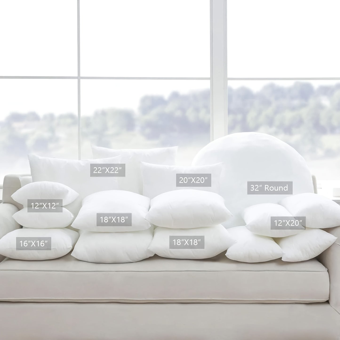 [Outdoor Patio Pillows] Set Of 4/6 Outdoor Patio Throw Pillow Inserts, 16*16, 18*18, 20*20in Square Decorative Pillow Forms, Hypoallergenic Microfiber Fill, Weather Resistant, OEKO- For Garden, Porch, Backyard Furniture
