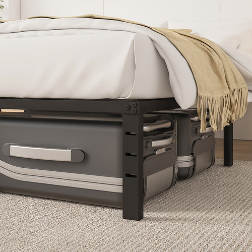 Heavy-duty Metal Bed Frame with Under-bed Storage Sturdy Mattress Base, Free Shipping/easy Assembly, No Spring Mattress Required, Available In 14", 16", And 18" Sizes, Black, Ideal for Apartments, Guest Rooms, And More