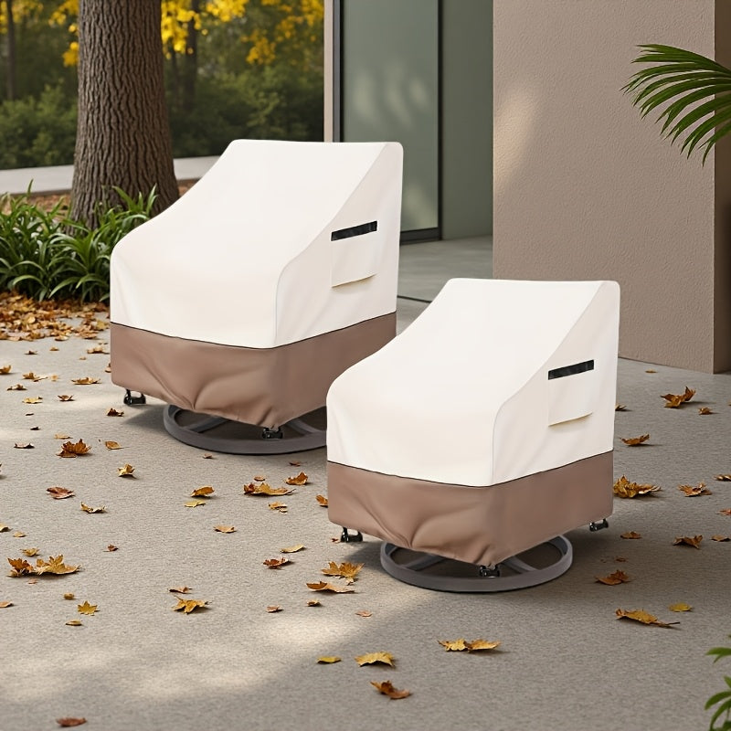 Outdoor Swivel Chair Cover Set of 2, 33" W x 35" D x 38.5" H Patio Furniture Slipcovers for Rotating Lounge Chairs