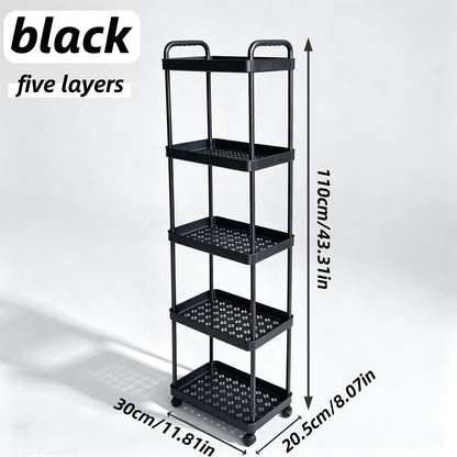 Multifunctional Trolley Rack Kitchen Bathroom Toilet Floor Multi-Layer Movable Storage Rack Practical Home Organization Modern Easy Design