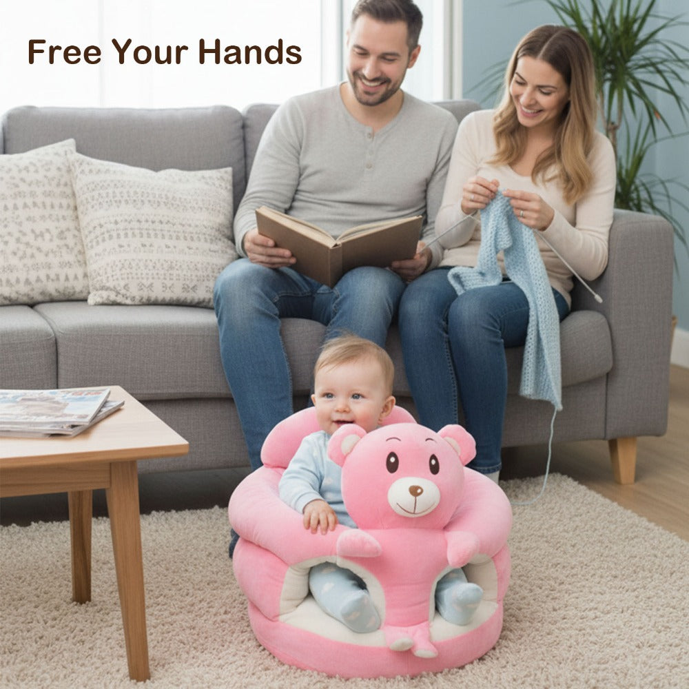 Plush Elephant Baby Support Seat - Ultra-Soft Cushioned Infant Lounger with Grey & White Elephant Design, Tummy Time Bed for & Toddlers, Non-Toxic Soft Fabric, Ideal Gift for Christmas, Birthdays, (No Assembly Required