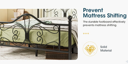 Butterfly Pattern Metal Platform Bed Frame with Decorative Headboard & Footboard – No Box Spring Needed, Heavy-Duty Steel Slats, Easy Assembly, Twin Full Queen