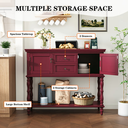 Console Table with 2 Drawers | Entryway Table with Storage Shelf, Wood Accent Sofa Table for Living Room, Entrance, Hallway, Couch - Classic Style, High-Density Fiberboard