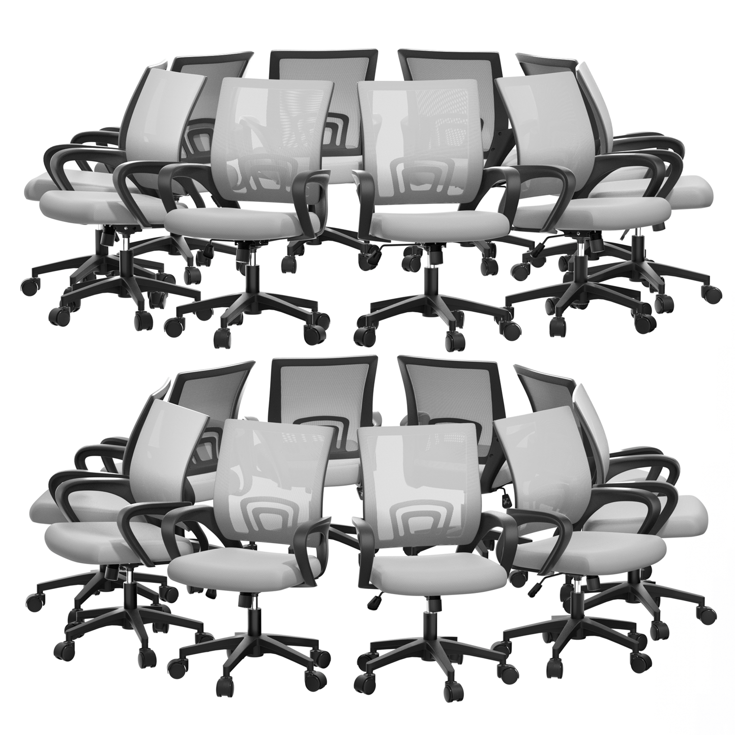 Mesh Office Home Chair, Mid Back Ergonomic Rolling Swivel Chair with Padded Seat and Armrest
