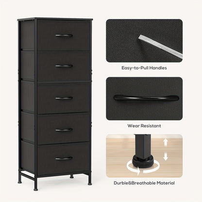 5-Drawer Heavy-Duty Storage Cabinet with Sturdy Steel Frame & Wood Top Rack - Freestanding Unit, 27"+ Height, 3.2+ Cu Ft Capacity, Multi-Drawer Organizer for Home, Office, Bedroom, Basement - Easy Assembly (Available in 4 Colors)