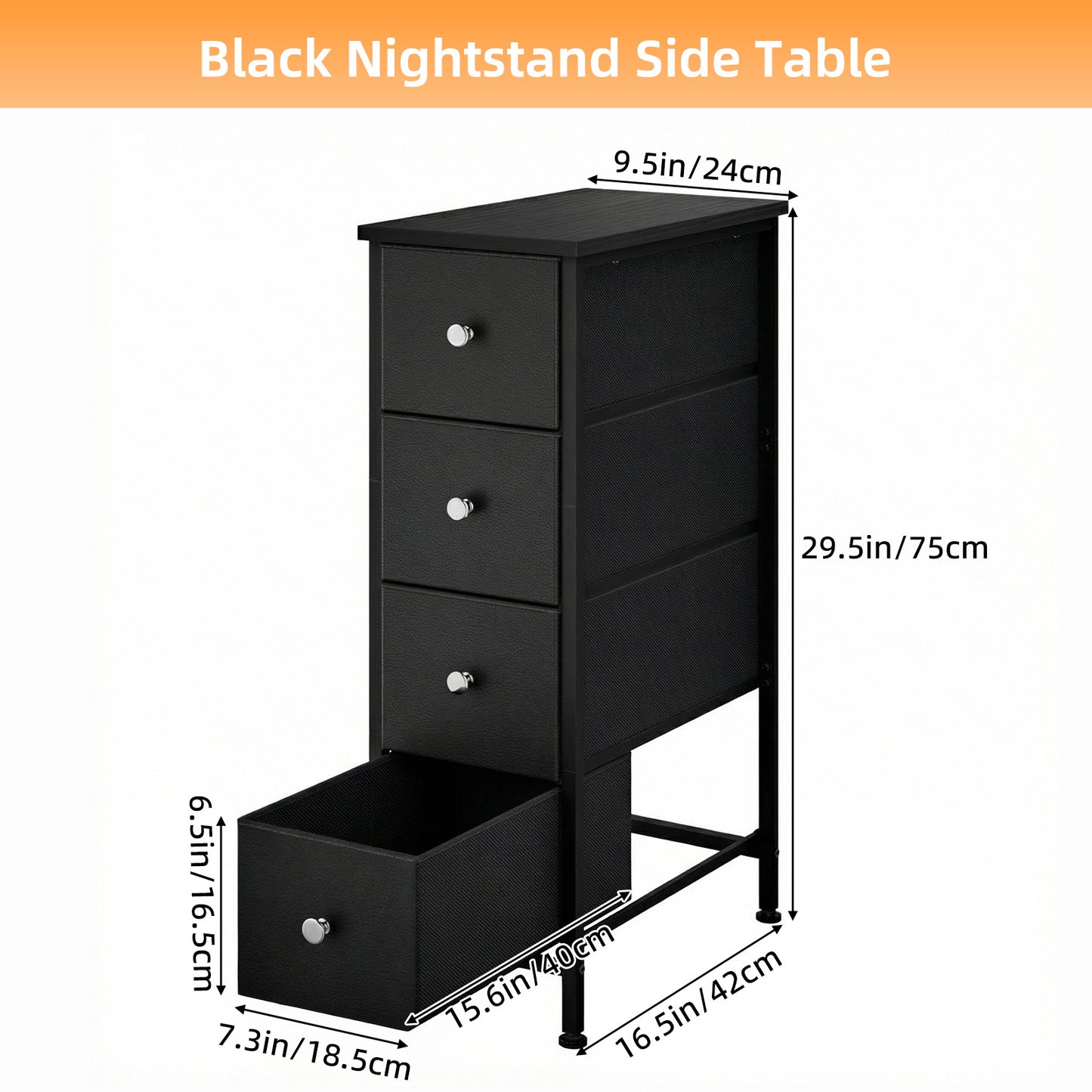 WHONLINE 4-Tier Tall Narrow Storage Cabinet, 29.5*16.5*9.5in, Slim Bathroom Organizer, Storage Cabinet for Small Space, Bathroom, Kitchen, Bathroom Organization, Kitchen Organization, Slim Design, Compact Storage, Easy to install