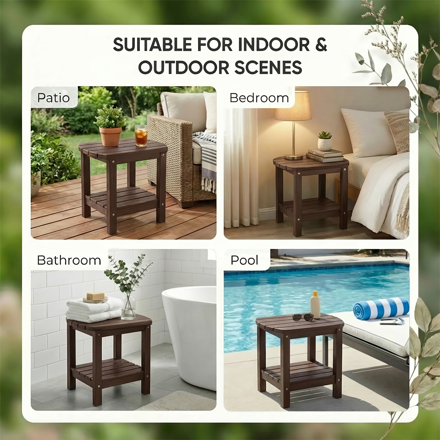 Adirondack Side Table 16.5" Outdoor Side Table HDPE Plastic Double Adirondack End Table  Table for Patio