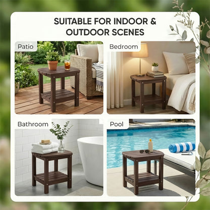 Adirondack Side Table 16.5" Outdoor Side Table HDPE Plastic Double Adirondack End Table  Table for Patio
