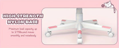 Gaming Chair with Cat Ears And Cat Paw Cushion Pillow, Cute Computer Chair for Girl with Footrest, Ergonomic Gamer Chair, Kawaii Gaming Chair, Reclining Game