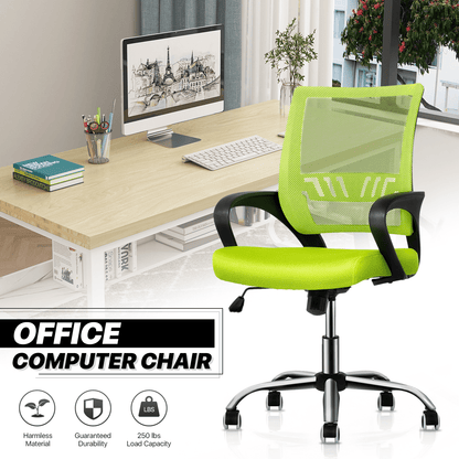 Mesh Office Home Chair, Mid Back Ergonomic Rolling Swivel Chair with Padded Seat and Armrest