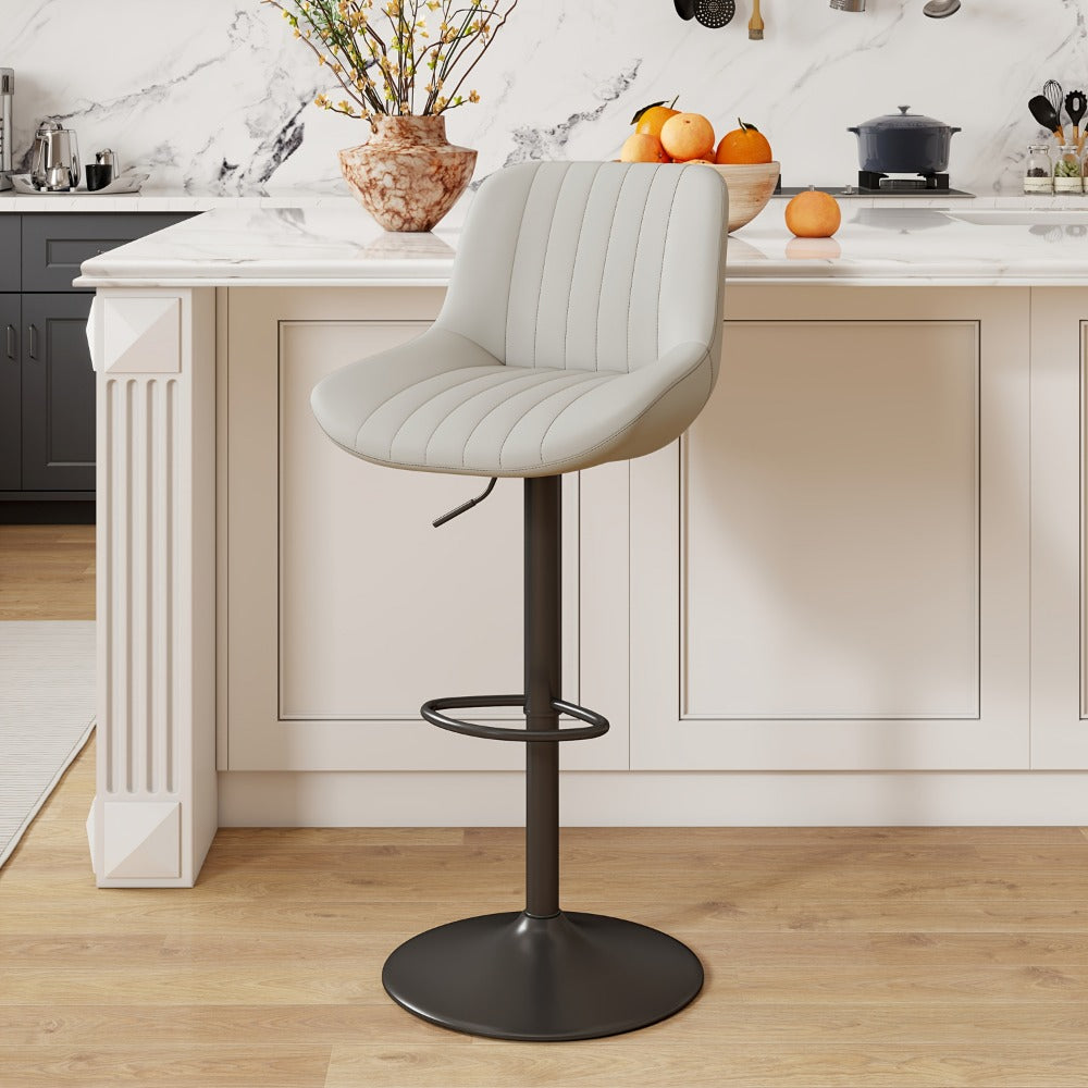 Counter Height Bar Stools Set of 1 2 3 4 Adjustable Swivel Upholstered Barstools with Back & Footrest for Kitchen Counter & Island – 6 Colors