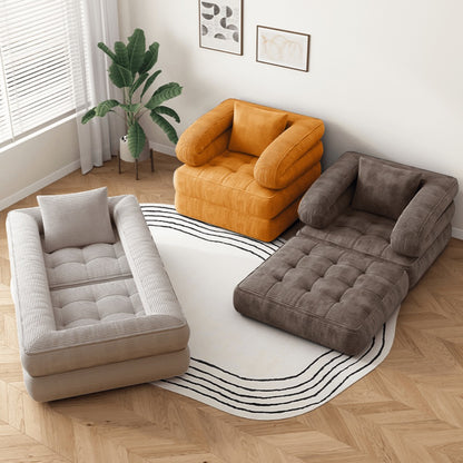 Convertible Sofa Bed No Assembly Required, Multi-Position High-Density Sponge Corduroy Sofa for Small Spaces Bedroom Apartment RV, Lazy Lounger Movie Sofa