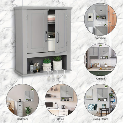 Bonnlo Modern Over-The-Toilet Bathroom Cabinet with 2 Doors & Adjustable Shelf - Wall-Mounted Medicine Storage Suitable for Small Bathrooms, /MDF,, Space-Saving Organizer for Toilet Paper, Medicines,