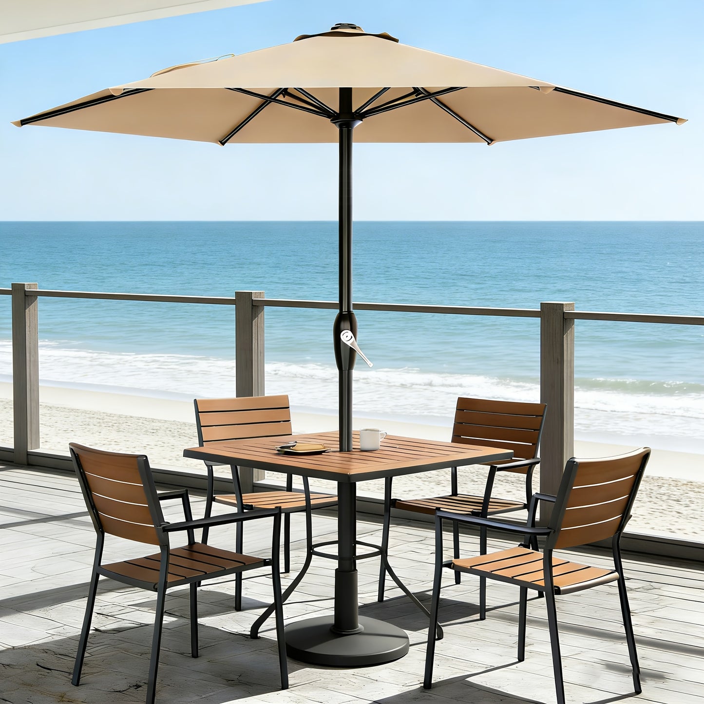 [UV Protection] 7.5' Umbrella Outdoor Patio, Pool Market Umbrella W/ 6 Fiberglass Ribs, Table Umbrella With Crank UV Protection For Porch, Deck, Yard, Garden