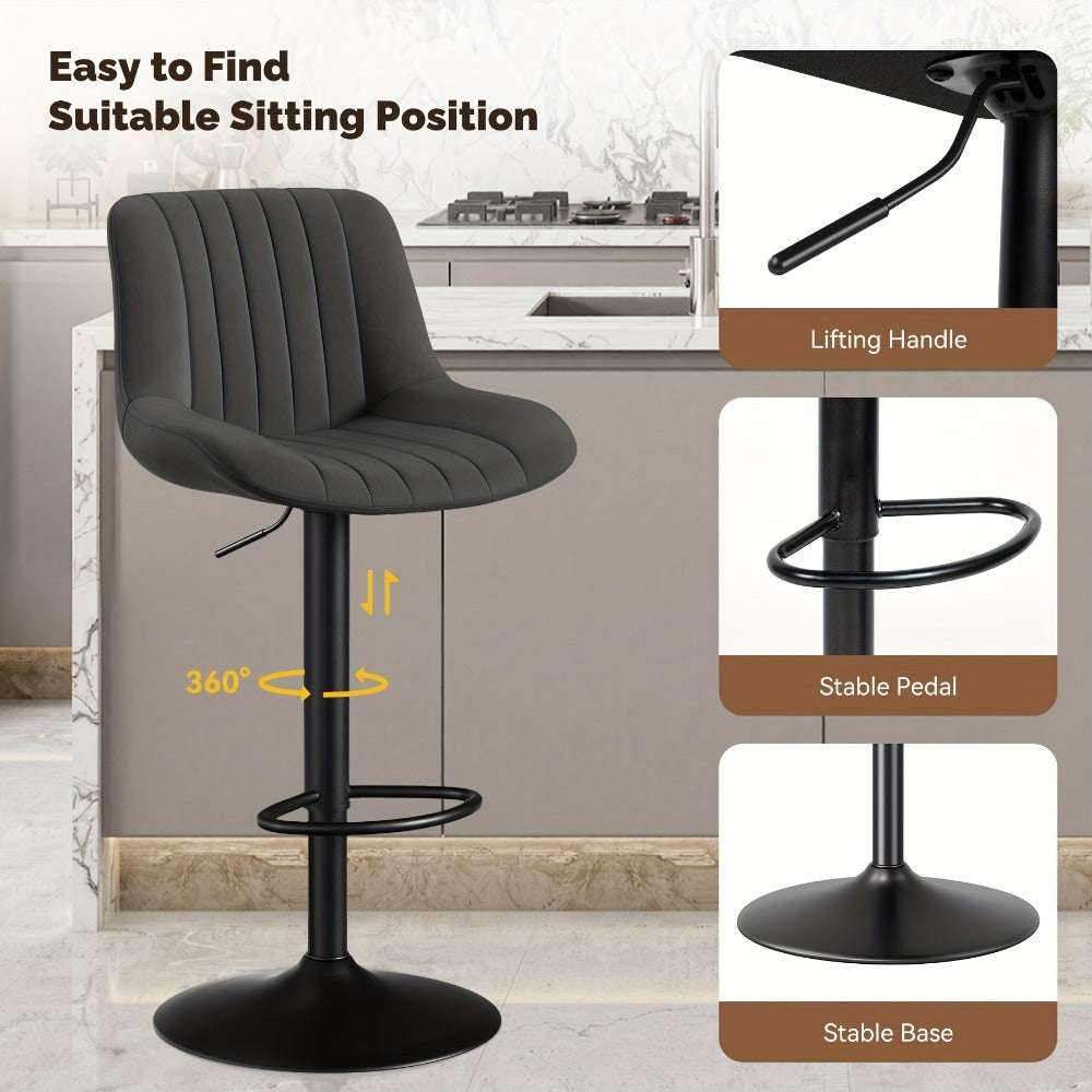 Counter Height Bar Stools Set of 1 2 3 4 Adjustable Swivel Upholstered Barstools with Back & Footrest for Kitchen Counter & Island – 6 Colors