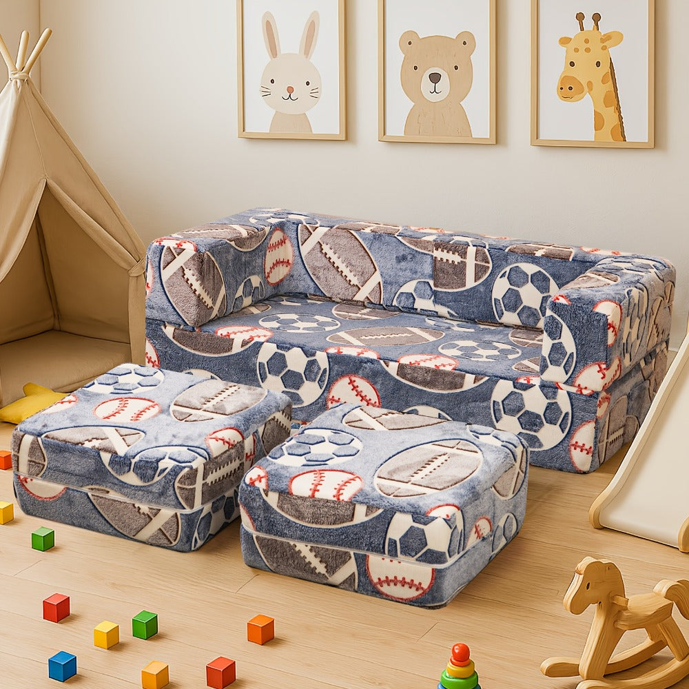 Folding Sofa Bed with LED Lights Multifunctional Convertible Sofa Cushion Floor Couch for Game Room Bedroom Living Room, Luminous Lazy Sofa Sleeper Chair Fold Out Bed