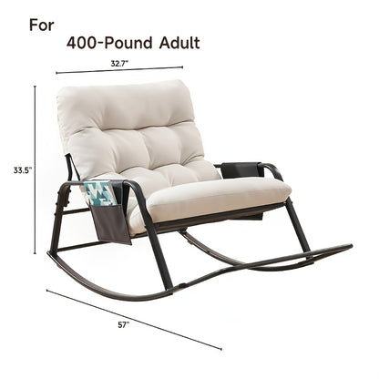 [Outdoor Patio Rocking Chair] Extra Large Papasan Chair (1-Pack/2-Pack Available), Outdoor Patio Rocking Chair, Lounge Egg Chair, Comfortable Reading Chair With Cushion For Deck/Garden/Patio/Camping, Outdoor Patio Furniture