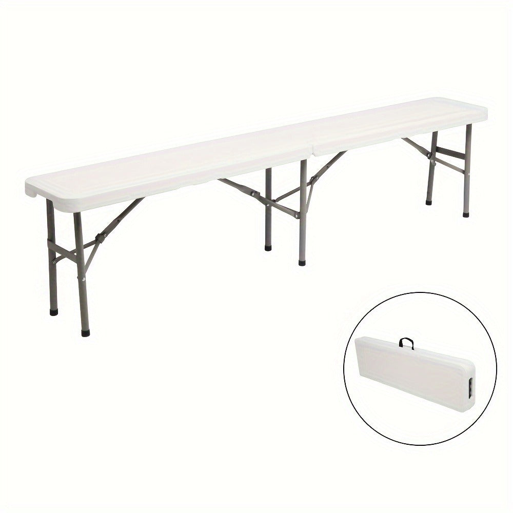 6ft Folding Plastic Bench – Collapsible Lightweight HDPE Seat for Indoor & Outdoor Use, Camping, Weddings, Picnics, Celebrations & Outdoor Gatherings, White & Coffee Brown