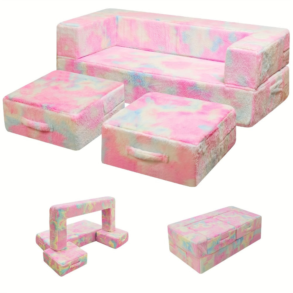 Folding Sofa Bed with LED Lights Multifunctional Convertible Sofa Cushion Floor Couch for Game Room Bedroom Living Room, Luminous Lazy Sofa Sleeper Chair Fold Out Bed