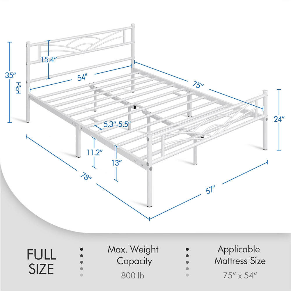 Costoffs Metal Platform Bed Frame with Cloud-inspired Design Headboard and Metal Bed Slats, Ample Under-bed Storage, Halloween Gift, Christmas Gift