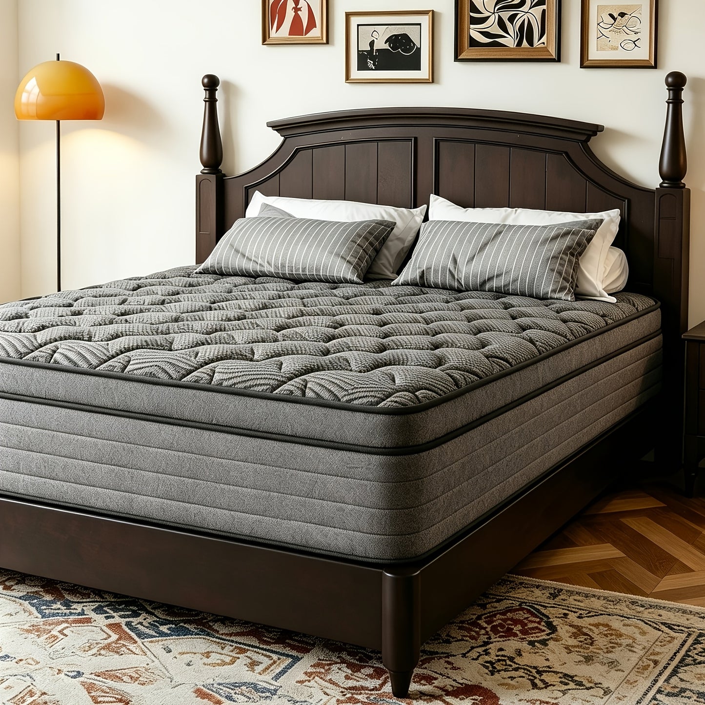 [Hybrid Mattress] 10in/12in/14in Hybrid Mattress, Twin Full Queen King, Gel Memory Foam Pocket Spring Mattress, Medium Firm With Lumbar Support, Ultra Quiet Motion Isolation, Fiberglass Free & Deep Sleep Support, Mattress In A Box For Home & Hotel All Age