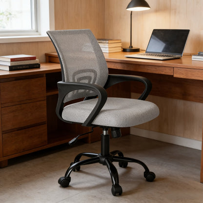 Office Chair with Lumbar Support & Rocking Mode – Height Adjustable Fixed Armrest Swivel Desk Chair for Computer, Gaming, Conference & Meeting Room, 7 Colors, Single or Pair