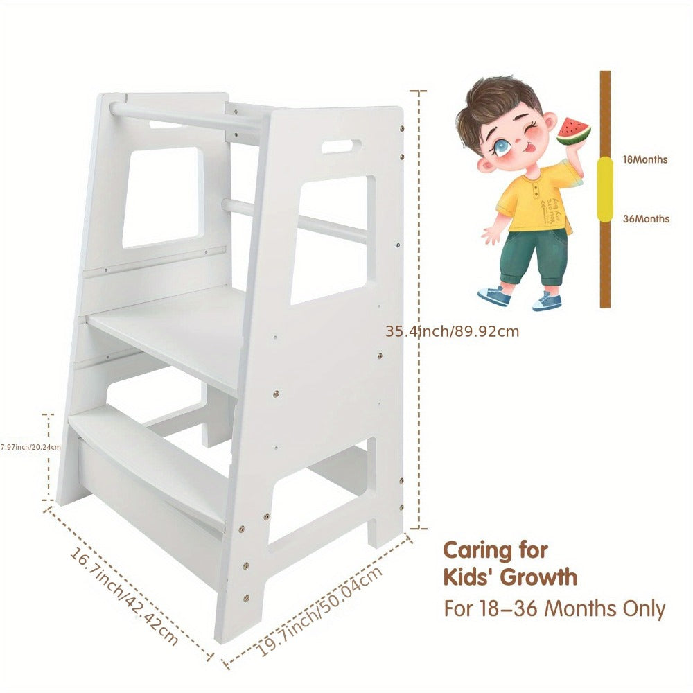 Toddler Kitchen Helper Tower Standing Stool for Kitchen Counter Learning Step Stool for Toddlers Safe Sturdy Helper Standing Tower Random Color Wood Color