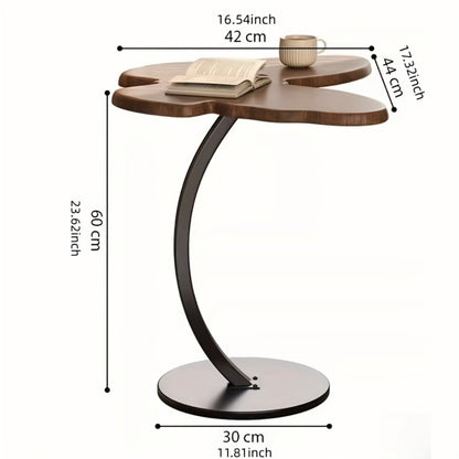 Butterfly Side Table Metal Frame Vintage Accent End Table for Living Room Bedroom Sofa Couch Corner Decorative Sculptural Tea Table Walnut Finish