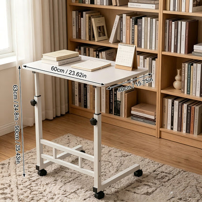Height Adjustable Computer Desk with Storage Shelf & Wheels – Mobile Rolling Desk for Home Office, Small Space Study Workstation