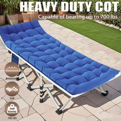 Camping Cot with Mattress Oversize Folding Cot for Adults Extra Large Cots for Sleeping with Mattress Heavy Duty Camping Bed with Carry Bag Folding Cot Support 700 Lbs/900 Lbs