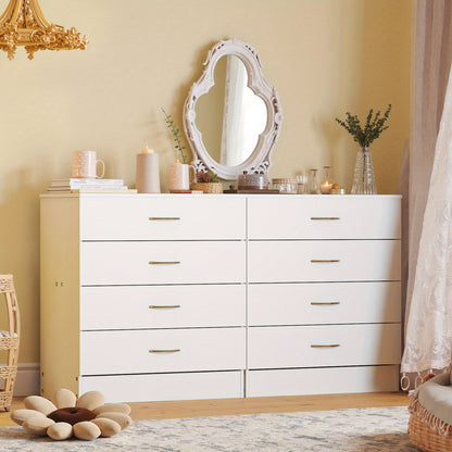Modern 4-Drawer Storage Dresser - Wooden Chest for Bedroom, Living Room & Entryway, Multi-Functional End Table, White/ Black