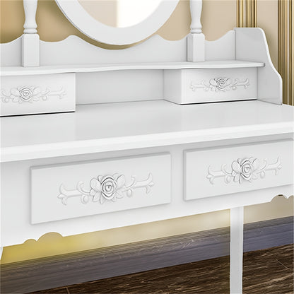 [360 Degree Rotating] Modern Simple 4 Drawers 360 Degree Rotating Detachable Mirror Dressing Table