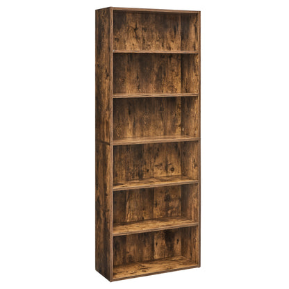 6-Tier Open Bookshelf Display - Space-Saving Bookcase for Home Office & Living Room, Book Organizer with Storage, Dining Room Shelf