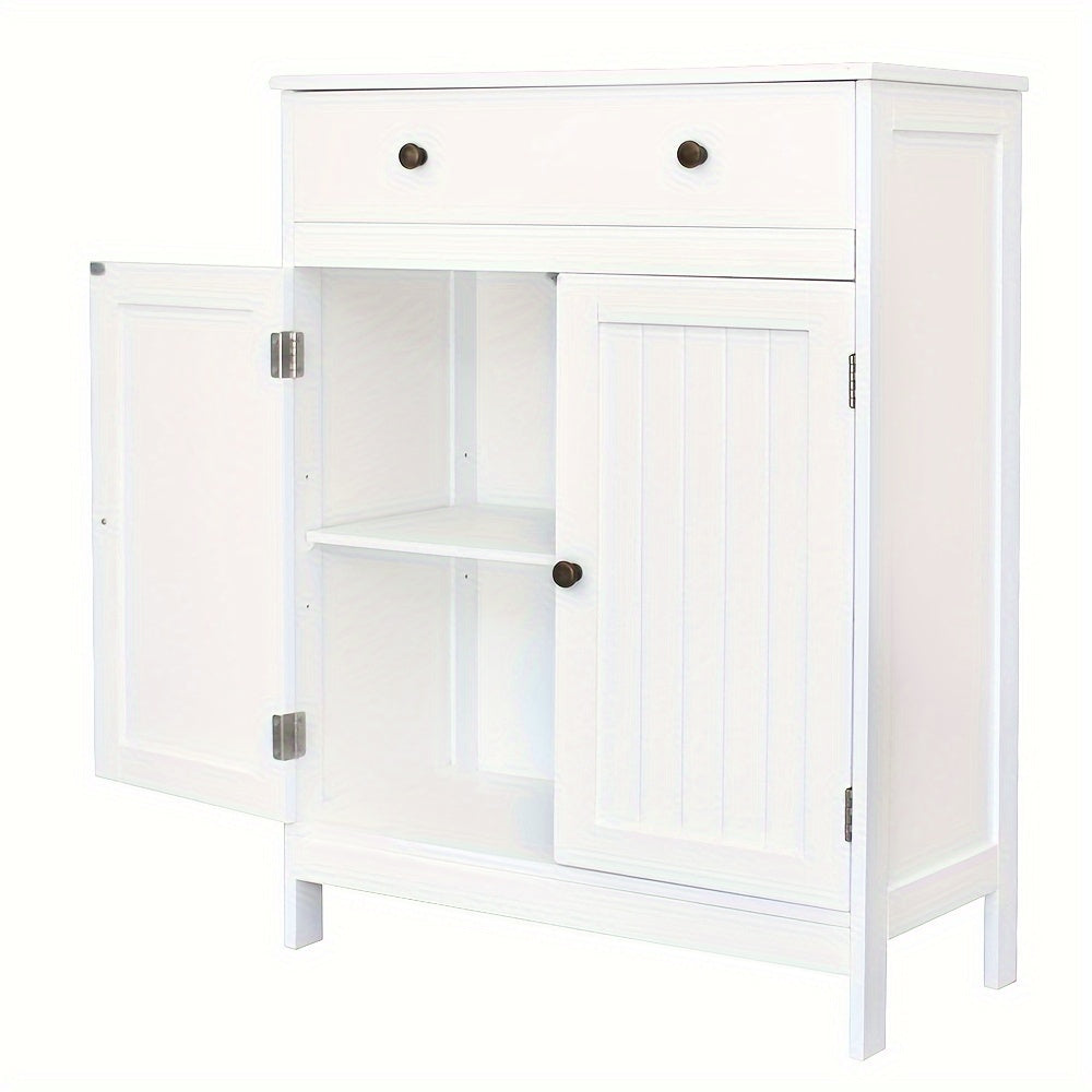 Set of Bathroom Storage Cabinets - Bath Vanity with Double Shutter Doors And Soft-Close Drawer, Space-Efficient Bathroom Furniture for Contemporary Homes (White)