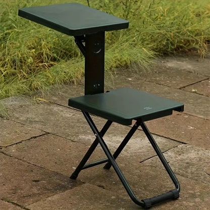 3-in-1 Portable Folding Table and Chair Set Vintage Iron Lightweight Compact for Outdoor Camping Study Vendor Market Writing Desk Folds Like a Handbag