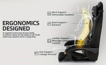 Beczeeb Ergonomic Velvet Fabric Gaming Chair, High Back Gamer Chair with Massage And Footrest, Reclining Computer Office Chair for Adults, Racing Style Video Game Chair with Headrest