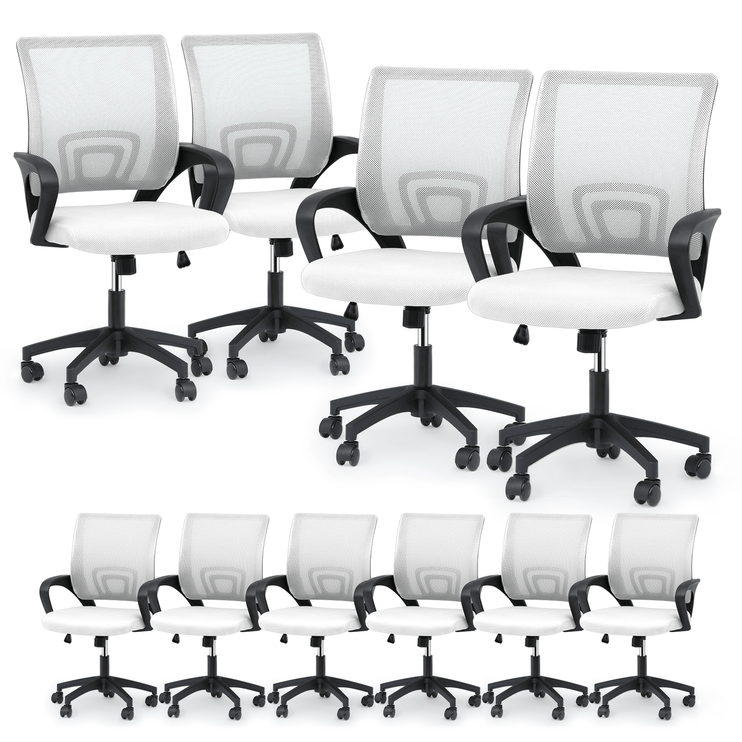 Mesh Office Home Chair, Mid Back Ergonomic Rolling Swivel Chair with Padded Seat and Armrest