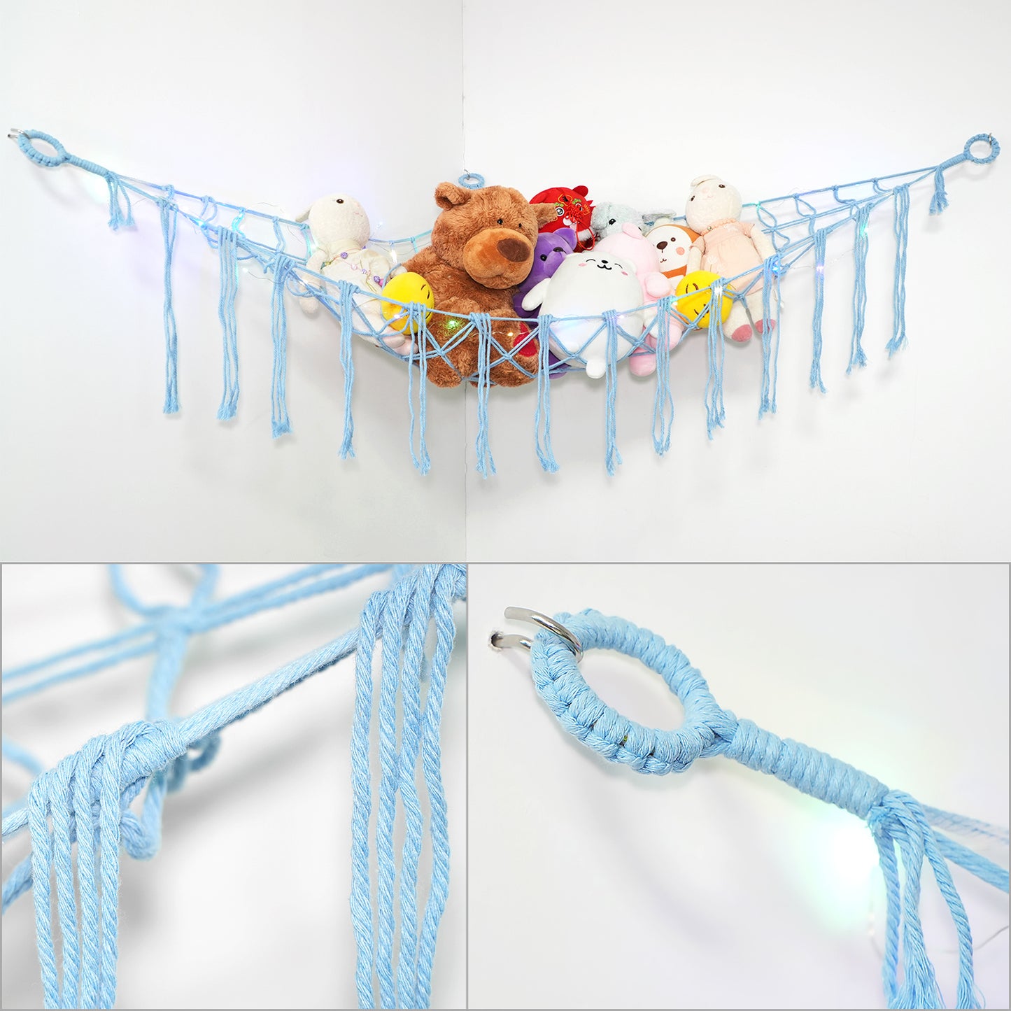 A Plush Toy Storage Hammock With Built-In Lighting, Ideal For Storing Unused Plush Toys And Indoor Items, As Well As Small Accessories For Halloween, Christmas, Easter, And Thanksgiving.