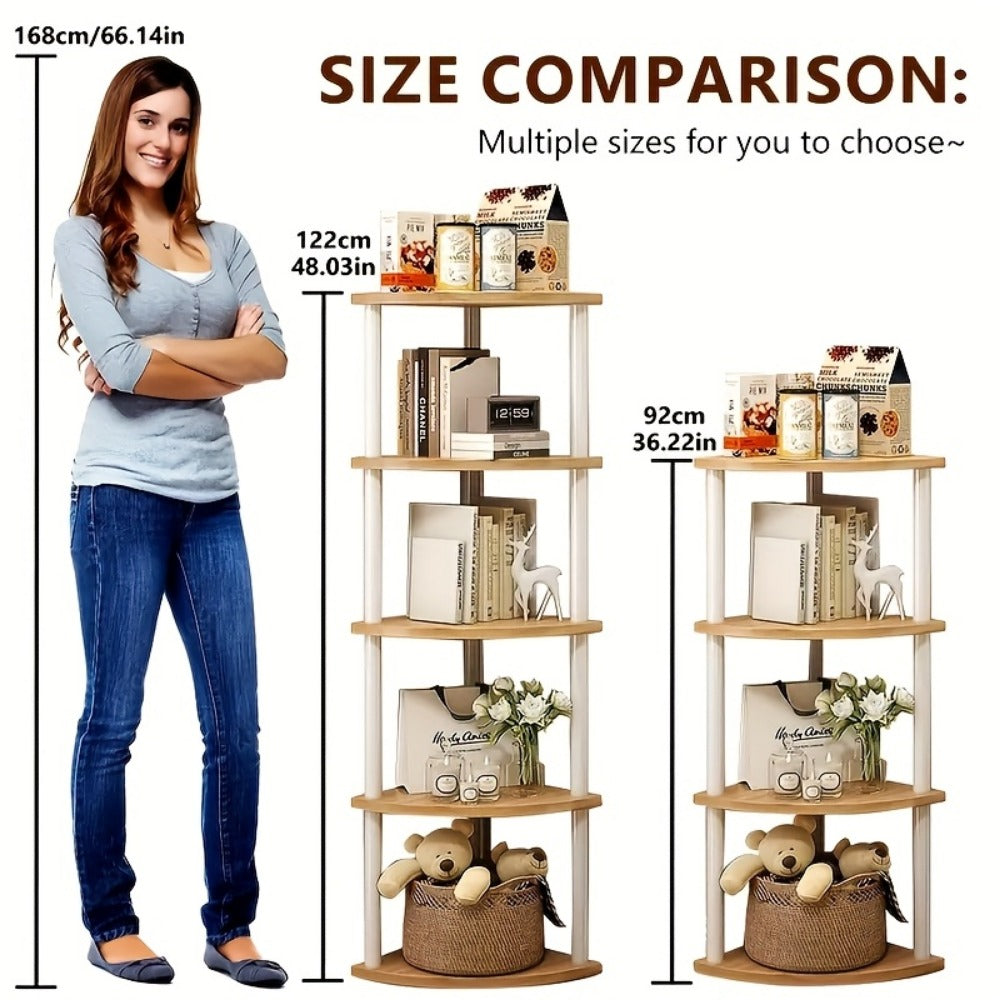 Corner Bookshelf 3/4/5/6 Tier Iron Shelving Unit, Freestanding Corner Storage Shelf for Living Room Bedroom Office, Modern Minimalist Heavy-Duty Space-Saving Decorative Corner Rack