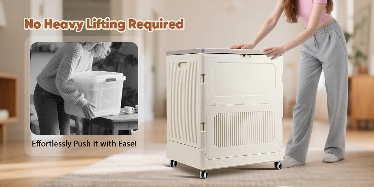37-gallon oversized flip-top storage box, large-capacity storage cabinet - folding storage cabinet with universal wheels, clothing, quilt organization box, thickened folding storage box, large-capacity wardrobe with wheels, foldable storage cabinet with w