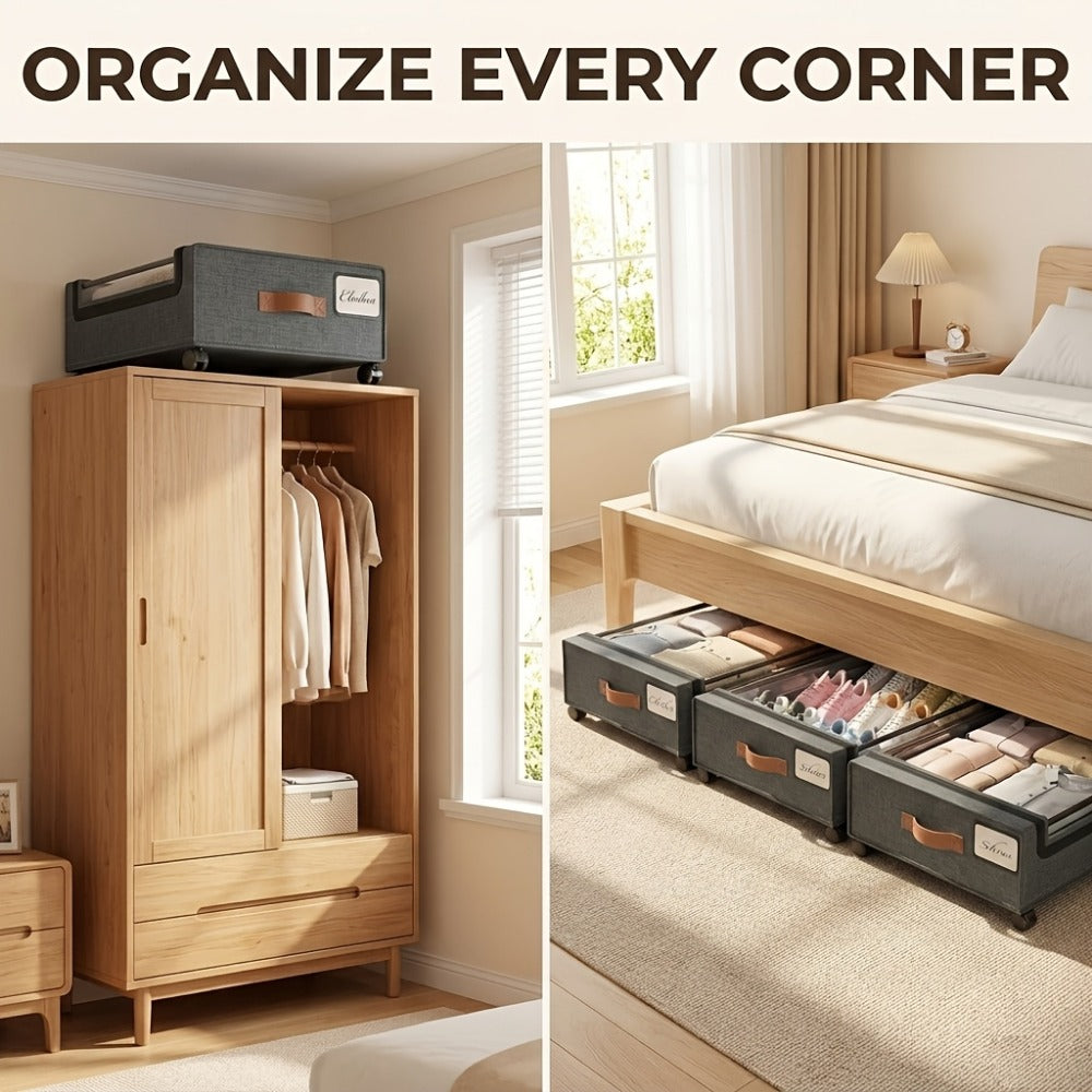 Wheeled Under Bed Storage Box with Metal Drawer – 1 or 2 Pack Rolling Under-Bed Organizer for Clothes, Shoes, Blankets, Bedding & Books | Space-Saving Bedroom Storage Solution