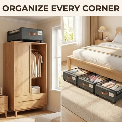 Wheeled Under Bed Storage Box with Metal Drawer – 1 or 2 Pack Rolling Under-Bed Organizer for Clothes, Shoes, Blankets, Bedding & Books | Space-Saving Bedroom Storage Solution