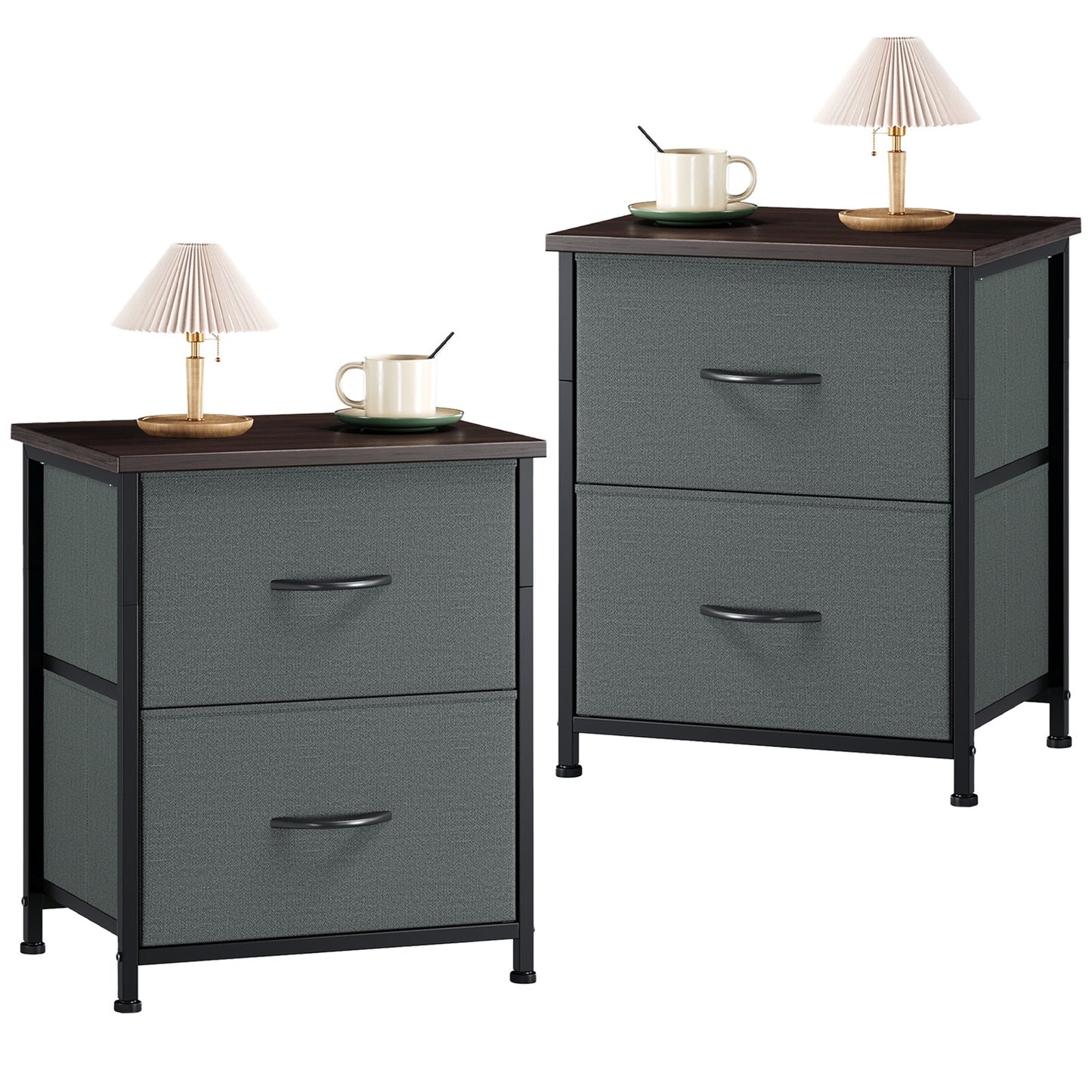 Nightstand shown in the Charcoal Gray, 2pcs option